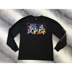 Walt Disney Disneyland Long Sleeve Black Shirt Cartoon Pals Men Size Large